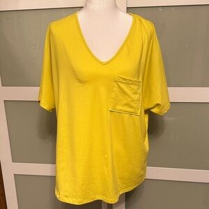 Extra Soft Entro Women's V-Neck Pocket Tee - Yellow